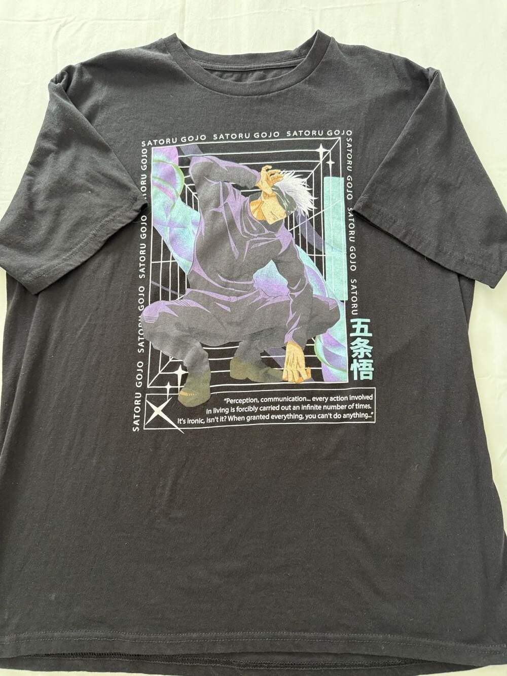 Jujutsu Kaisen Satoru Gojo Graphic T-Shirt Black Size XL